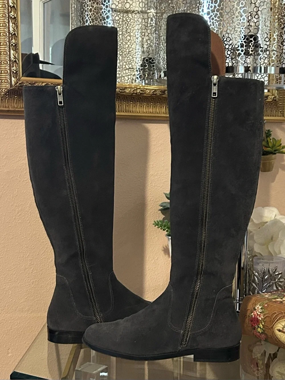 Corso Como Suede Over-the-Knee Zip Boots Size 6